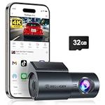 REDTIGER 4K Dash Cam Front, Mini dashcam with WiFi, Anti-Theft Car Camera with Night Vision, WDR, 24H Parking Mode, Loop Recording, Two-Step Installation, Included 32GB Card, Supports 256GB Max(F11)