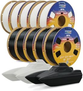OVERTURE 10KG Bundle PETG 3D Printer Filament 1.75mm, Neatly Wound Durable PETG 10kg Spool (22.2lbs), Strong Toughness Filament, Fit Most FDM Printers (Black*5+White*5)