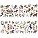 Yesallwas 4 Sheets Horses Temporary Tattoos for Kids Temporary Face Tattoos Animals Horse Tattoos for Birthday Gifts Party Decorations