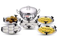 Vinod Stainless Steel Multi Kadai - 5 Plates, 26 cm | 2 Idli, 2 Dhokla and 1 Patra Plate/All in One Idli Cooker, Heavy Guage Idli maker, SAS Bottom Steamer - 2 Year Warranty