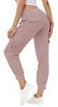 MoFiz Womens Hiking Cargo Pants with Pockets Lightweight Quick Dry Athletic Running Joggers Sweatpants for Women High Waist Dusty Pink XL