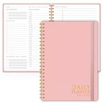 Daily Planner with Hourly Schedules - Undated To Do List Notebook, Spiral Bound, 5.5" x 8.5", Manage Your Tasks and Appointments, The Perfect Office Supplies for Women - Pink