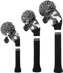 Scott Edward Knitted Golf Club Head Covers for Woods 3Pcs Set Golf Driver (460CC) Fairways and Hybrid/UT with Rotating Number Tags(Camouflage White Stripes)