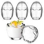 Luxshiny 4pcs Glass Dessert Bowls with Lid Egg Shaped Serving Bowl Yogurt Jars Clear Pudding Cup 100ml Ice Cream Bowls