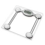 Salter 9018S SV3R Glass Electronic Bathroom Scale - 180 KG Maximum Capacity, Easy to Read LCD Display, Tap to Start, Large Toughened Glass Platform, Batteries Included, Silver/Clear