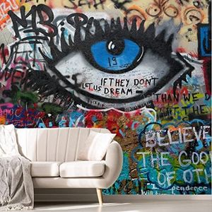 MFWFM Abstract Graffiti Eyes Wallpaper Colorful Letter Graffiti Wall Mural for Bedroom Modern Home Decor Living Room Dining Room Office(Not Peel n' Stick)