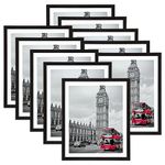 Giftgarden 8x10 Picture Frame with Mat Set of 10, 9x11 Frames Matted to 8” by 10” Photo or 9” x 11” Print without Mat, Multi Gallery Frames for Wall or Tabletop Display