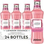 London Essence, Pink Grapefruit Soda, Premium Cocktail Mixer, 200ml, Pack of 24 bottles, No Artificial Colours Preservatives or flavours, Low Calorie