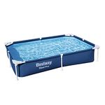 Bestway 56401 Steel Pro Pool | Swimming Pool, Rectangle Above Ground Fast Set Pool, Children’s Detachable Pool, Multiple Sizes, Blue, 221 x 150 x 43 cm