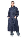 FabSeasons Waterproof Long/Full Raincoat for women with adjustable Hood and Reflector at back for Night visibility. Pack contains Top and Storage Bag