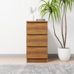 VIKI Dresser with 3 Drawers, Chest of 3 Drawers,Clothes Storage, Organizer Unit for Bedroom, Hallway, Entryway,Easy Pull Drawers, Width 40cms, Brussel Walnut Colour | 1 Year Warranty