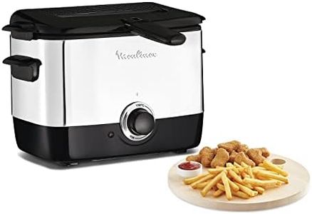 Moulinex Friteuse à huile, Capacité 1 L d'huile, 600 g de frites, Pour 2 portions, Température 150°C à 190°C, Compact, Hublot de contrôle, Minifrito AF220010, Noir/Argenté