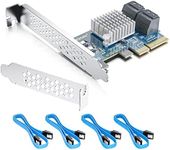 4 Port PCIe SATA Card, SATA3.0 Expansion Card, 6Gbps SATA3.0 Controller PCI Express Expansion Card, X2, with 4 SATA Cable, Support SSD and HDD