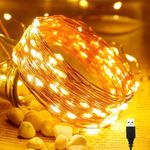 Desidiya® 200 LED Fairy String Lights 20M USB Powered for DIY Christmas, Wedding, Party, and Bedroom Decor, Ideal for Indoor and Outdoor Use, Warm White