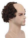 Karlery Short Curly Fits Old Man Bald Cap Mad Scientist Halloween Cosplay Wig Anime Costume Party Wig (Brown)