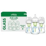 Dr. Brown's Options+ Wide Neck Glass Baby Bottles (Pack of 3, Clear)