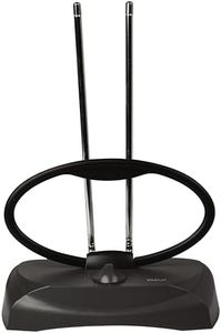 RCA ANT121 UHF/VHF Adjustable Rabbit Ear Indoor 4K HDTV Antenna, 48 km (30 Mile) Range, Black