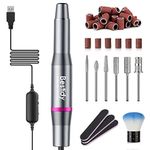 Bestidy Electric Nail Drill Kit,USB Manicure Pen Sander Polisher With 6 Pieces Changeable Drills And Sand Bands for Exfoliating, Grinding, Polishing, Nail Removing, Acrylic Nail Tools (Gray)