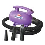 XPOWER B-55 Portable 2 Hp Home Pet Grooming 2-in-1 Dog Force Hair Dryer & Vacuum - Purple