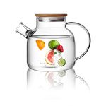 CnGlass Glass Teapot Stovetop Safe,1200ML/40.6oz Clear Teapots with Removable Filter Spout,Teapot for Loose Leaf and Blooming Tea