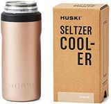 Huski Seltzer Cooler | New | Premium 355ml (12oz) Skinny Drink Holder for Hard Seltzer, Beer, Soda Slim Cans | Triple Insulated 316 Stainless Steel | Seamless Design | Works as a Tumbler (Champagne)