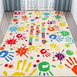 LTKOUGFAM Colorful Kids Rug, Washable Rug for Kids, Handprints Area Rugs for Kids Bedroom, Non-Slip Play Mat Ultra Soft Thick Indoor Plush Rugs for Playroom Classroom Nursery Decor (78.7 X 59 INCH)