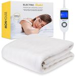 MONHOUSE Premium Soft Fleece Electric Blanket - Heated Under Blanket - Single 90x190cm - Fully Fitted Heated Mattress Cover - Detachable & Machine Washable - Controller Multi Zones, 9 Heat Settings