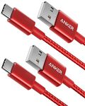 USB Type C Cable, Anker [2-Pack 3Ft] Premium Nylon USB-C to USB-A Fast Charging Type C Cable, for Samsung Galaxy S10 / S9 / S8 / Note 8, LG V20 / G5 / G6 and More(Red)