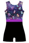 ACOCOPY Girls Gymnastics Leotards with Shorts Spakly Unicorn Unitards Biketards Athletic Tumbling Outfits Size 8-9