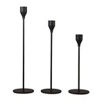 TanChihl Set of 3 Candle Holders for Tapered Candles Candlestick Holder Set for Home Decor, Dinning, Wedding, Party, Anniversary (Black)