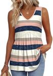 Striped Shirt Women Tank Tops for Women Dressy Casual V Neck Tops Spring Tops for Women 2025 Babydoll Maternity Tops for Women L