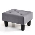 BRIAN & DANY Small Footstool Ottoman, Velvet Wooden Foot Stool Ottoman with Plastics Legs, Sofa Footrest Extra Seating for Living Room, Gray