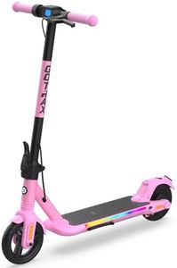 Gotrax Comet Foldable Electric Scooter for Kids 6-12, Thumb-Throttle Control with Music Speaker, 150W Motor, Colorful Pedal Light & Flash Red Taillight, Great Present for Boys Girls, Pink