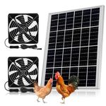 Roodike 5.5" Bigger Solar Dual Fan Kit, 25W High Velocity Solar Powered Fans for Chicken Coop Greenhouse Shed, DIY Intake or Exhaust Air with IP67 Waterproof for Outdoor