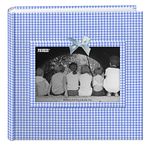 Pioneer Photo Albums 200 Pocket Blue Gingham Fabric Frame Cover Photo Album for 4x6 Prints