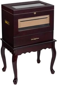 Humidor Supreme Geneve Humidor, 500 Cigar Capacity, Glass Top, 2 Spanish Cedar Trays with Dividers, High Lacquer Rosewood Burl Finish