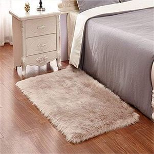 YDFYX Lambskin Sheepskin Rug Faux Fur Decorative Fur in Super Soft Imitation Lambskin Rug Longhair Fur Look Imitation Wool Bedside Rug Sofa Mat (Brown, 80 x 180 cm)