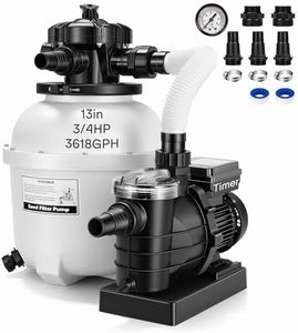 VIVOHOME 13 in Sand Filter Pump for Above Ground Pool, 0.75 HP 3618 GPH, Swimming Pool Filter System with 24H Timer & 6-Way Valve, High-Efficiency Filtration for Pools Up to 15,000 Gallons