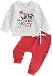 AMAWMW Toddler Christmas Outfit Baby Boy Long Sleeve Crewneck Sweatshirt Tops Pants Set Infant Fall Clothes 0-4T