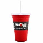 Red Cup Living 24 Oz Reusable Party Cup with Lid & Straw, Glass & Tumbler | Reusable Drinking Supplies for Birthday Party, Camping, Travel Outdoors |Durable & Unbreakable, BPA Free