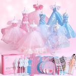 Skirfy Fashion Design Kits for Girls Ages 8-12 with 5 Mannequins,Accessories,Girls Toy,Birthday Gift Ideas,DIY Art and Craft Kits for Teen Girls,Dress Design Craft Making Kit with Instructions