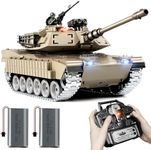 Supdex RC Tank, 1:18 Metal M1A2 Abrams Remote Control Model Toys, 2.4Ghz Military RC Tank That Shoots BBS and Water Bullets for Adults and Kids, RC Army Vehicle Aged 6+ with Smoke, Sound and Lights