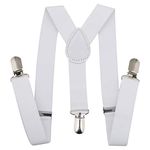 Trimming Shop Mens Braces with Very Strong Metal Clips Heavy Duty Suspenders One Size Fits All Men and Women, Adjustable 25mm Wide Elastic Y Style Suspender