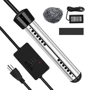 1500w 120V Electric Immersion Water Heater with Timer, Portable Hot Bath Tub Water Warmer, Submersible Inflatable Pool Water Heating Element, Heat 5 Gallon Water in Minutes for Bucket, Bathtub -Black