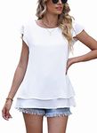 Lime Flare Women Dressy Double Layers Business Casual Blouse Tshirt Tops Summer Tunic Shirt (B# White,Large,Large,49.99)