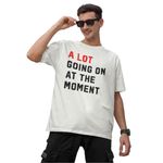 Broke Memers Oversized Cotton Graphic Print Taylor Music Album TS A Lot is Going at The Moment Drop Shoulder T-Shirt for Men and Women (S, Off White)