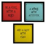 Indianara 3 Piece Set of Framed Wall (884) Hanging Motivational Inspirational Art Prints for Girl Woman Lady 8.7 INCH X 8.7 INCH Without Glass