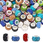 Grevosea 200Pcs European Large Hole Beads, Colorful European Beads Murano Glass Beads Crystal Spacer Beads for Bracelet Charms Jewelry DIY Making, Mixed Color