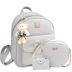 Girls Bowknot Mini Leather Backpack 3-Pieces Fashion Backpack Cute Small Leather Backpack Purse for Women Casual Travel Daypacks Shoulder Bag
