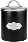 Amici Pet Cavalier Metal Canister Treats Jar, 118 Fluid Ounces, Black and Silver